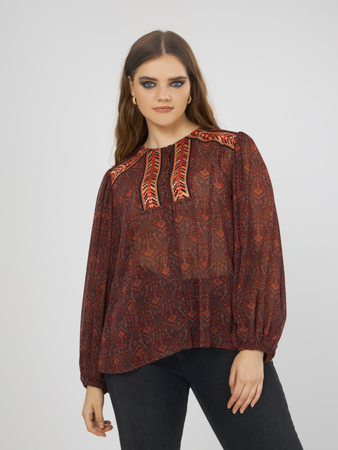 Tunique en mousseline femme grande taille Rondes en couleurs
