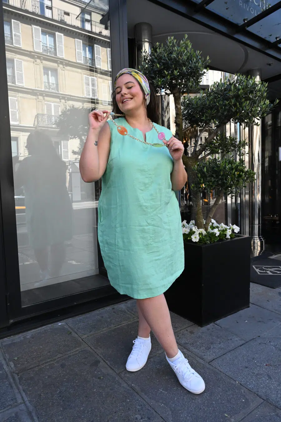 Robe droite en lin sans manche