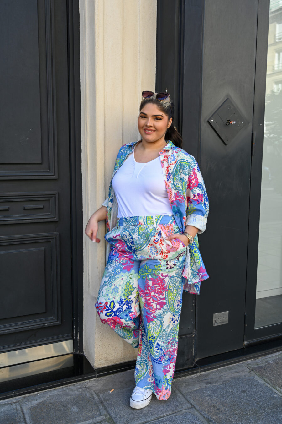 Pantalon en lin imprimé