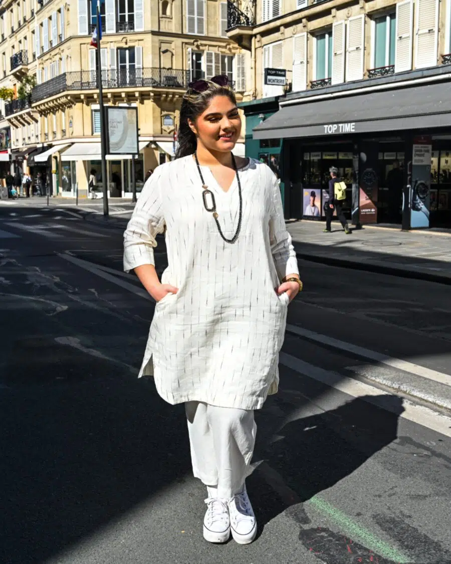 Robe à rayure en lin