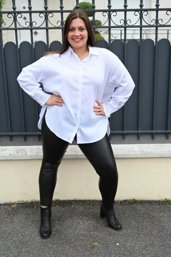 Chemise en coton avec poignets strass