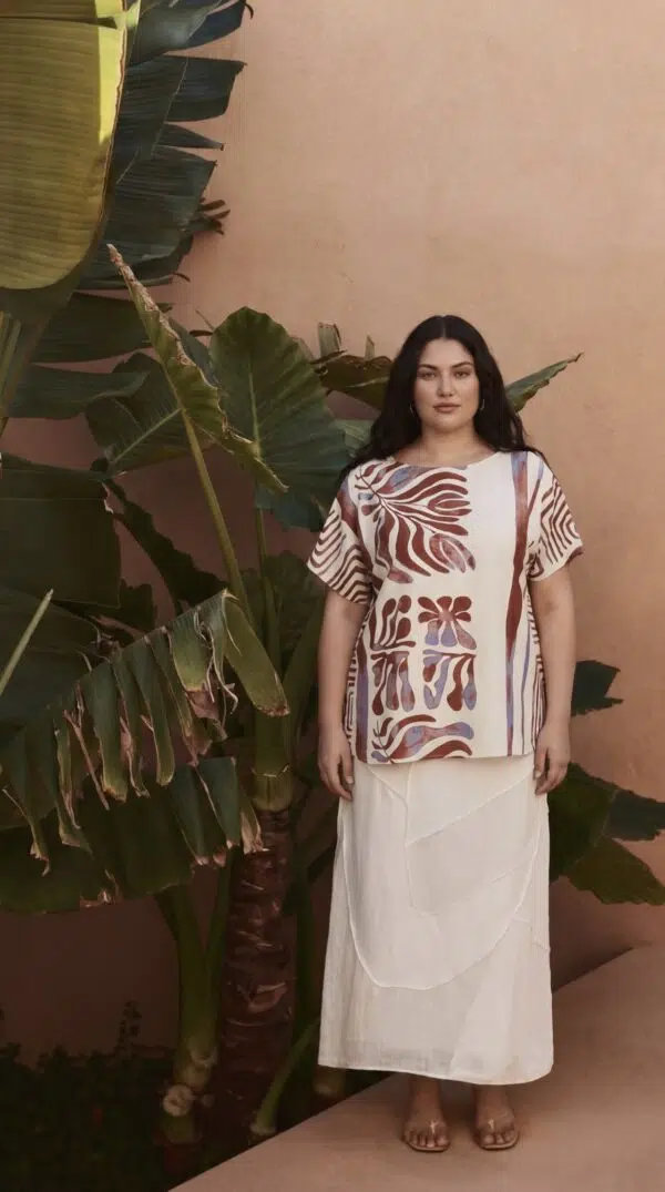 Top imprimé à manches courtes