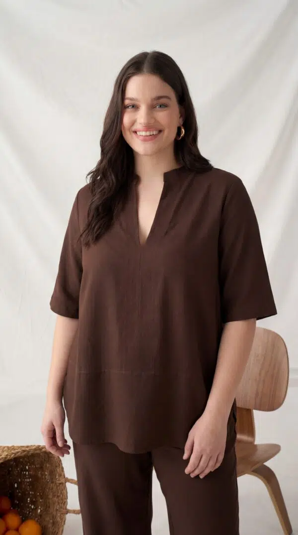 Tunique fluide et légère en viscose et lin