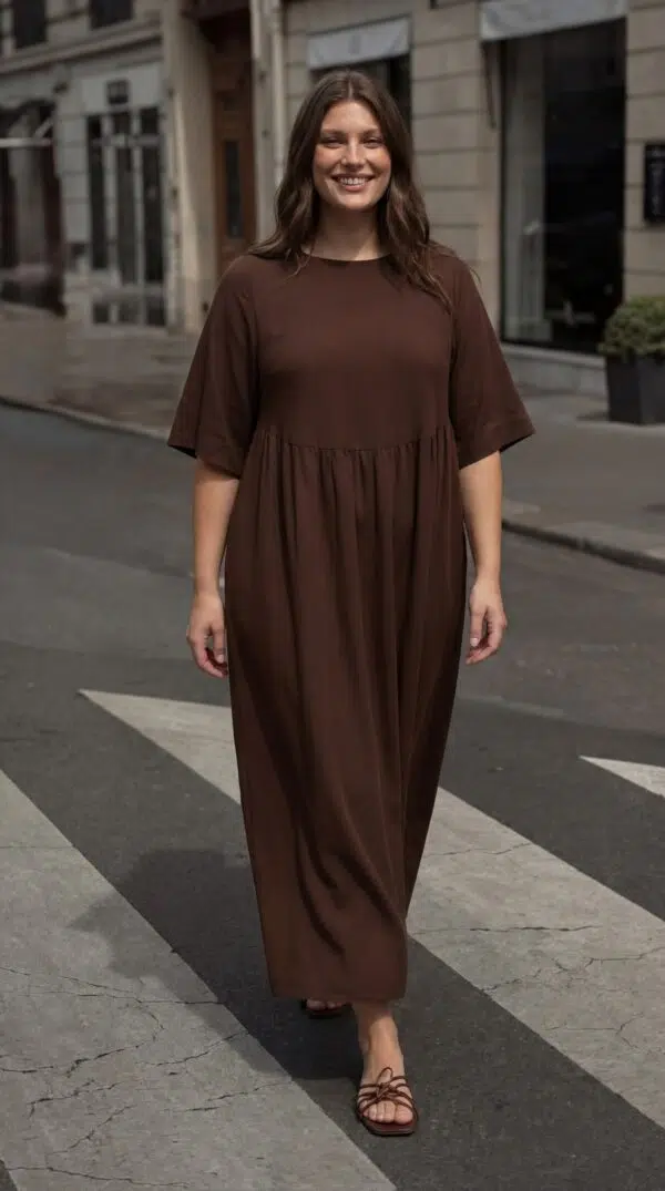 Robe longue fluide en viscose et lin