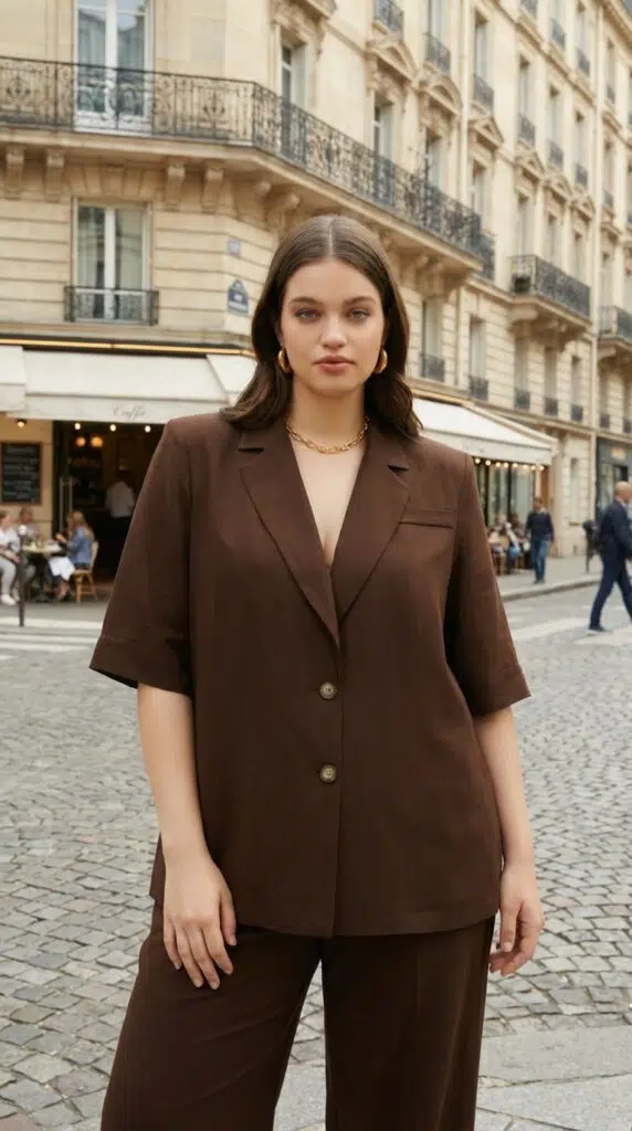 Veste chic en lin à manches courtes