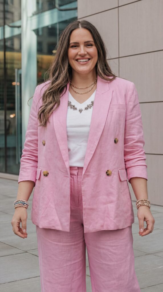 Veste croisée de tailleur en lin
