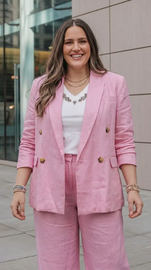 Veste croisée de tailleur en lin