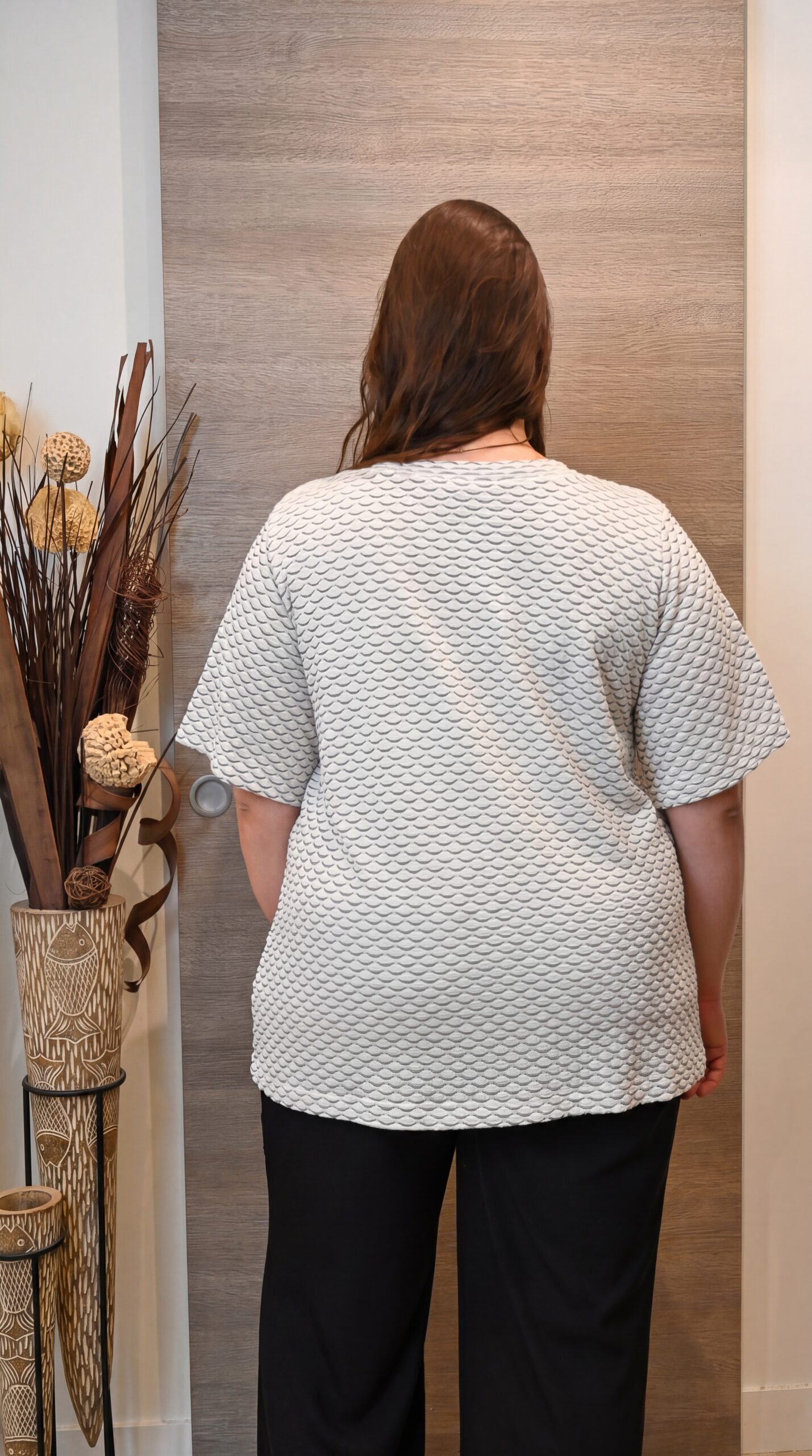 T-shirt fluide bicolore noir et blanc en viscose stretch