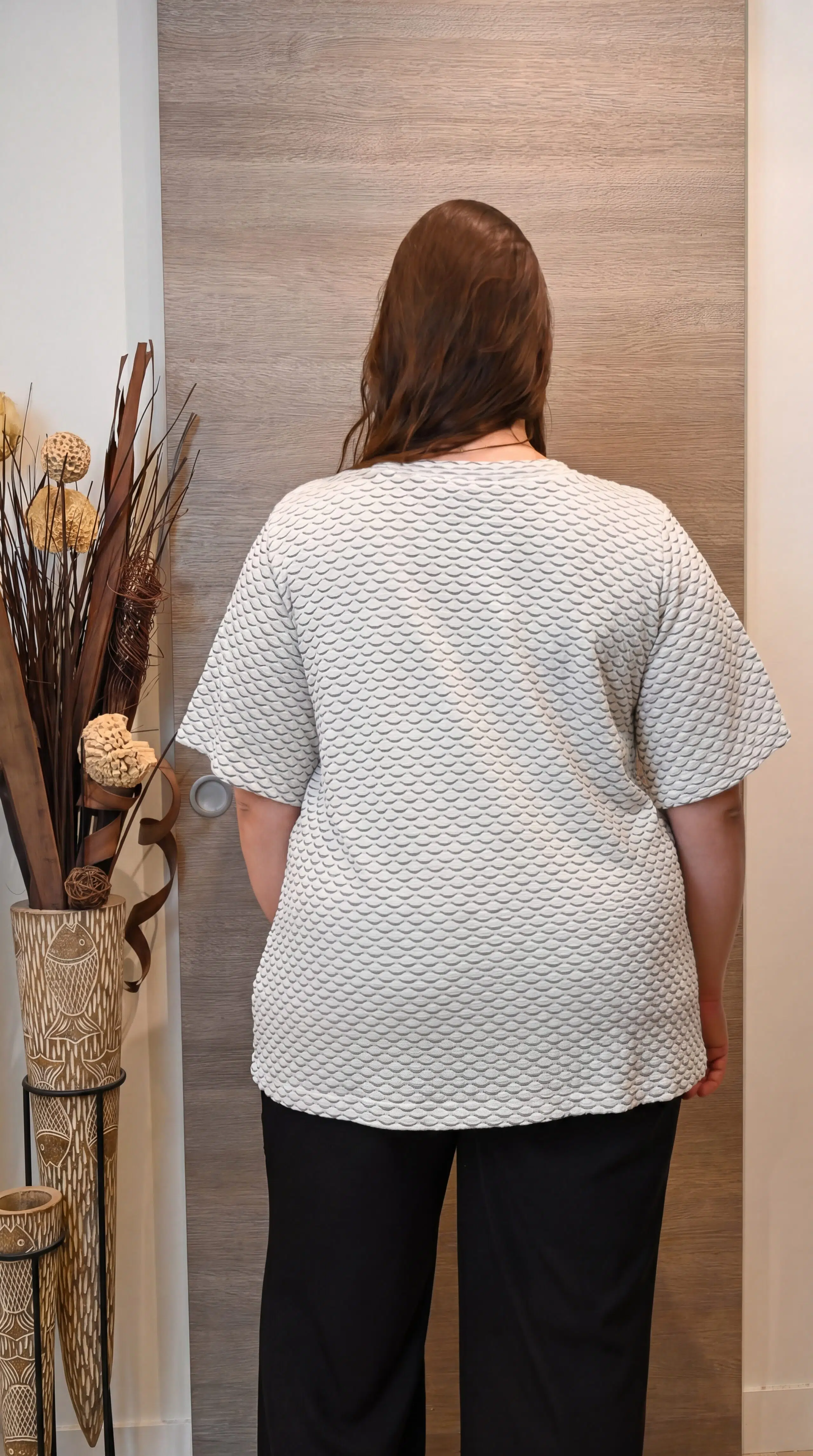 T-shirt fluide bicolore noir et blanc en viscose stretch